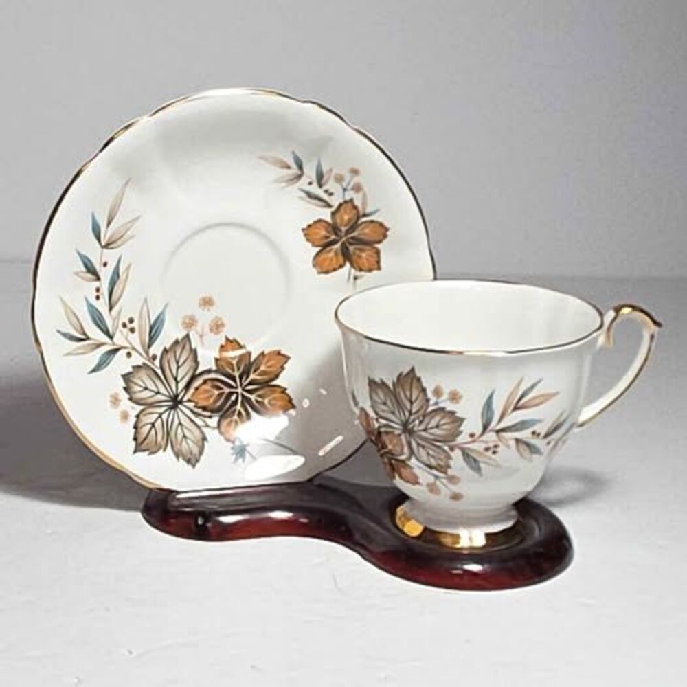 Royal Gregg Teacup and Saucer Leaves Vintage